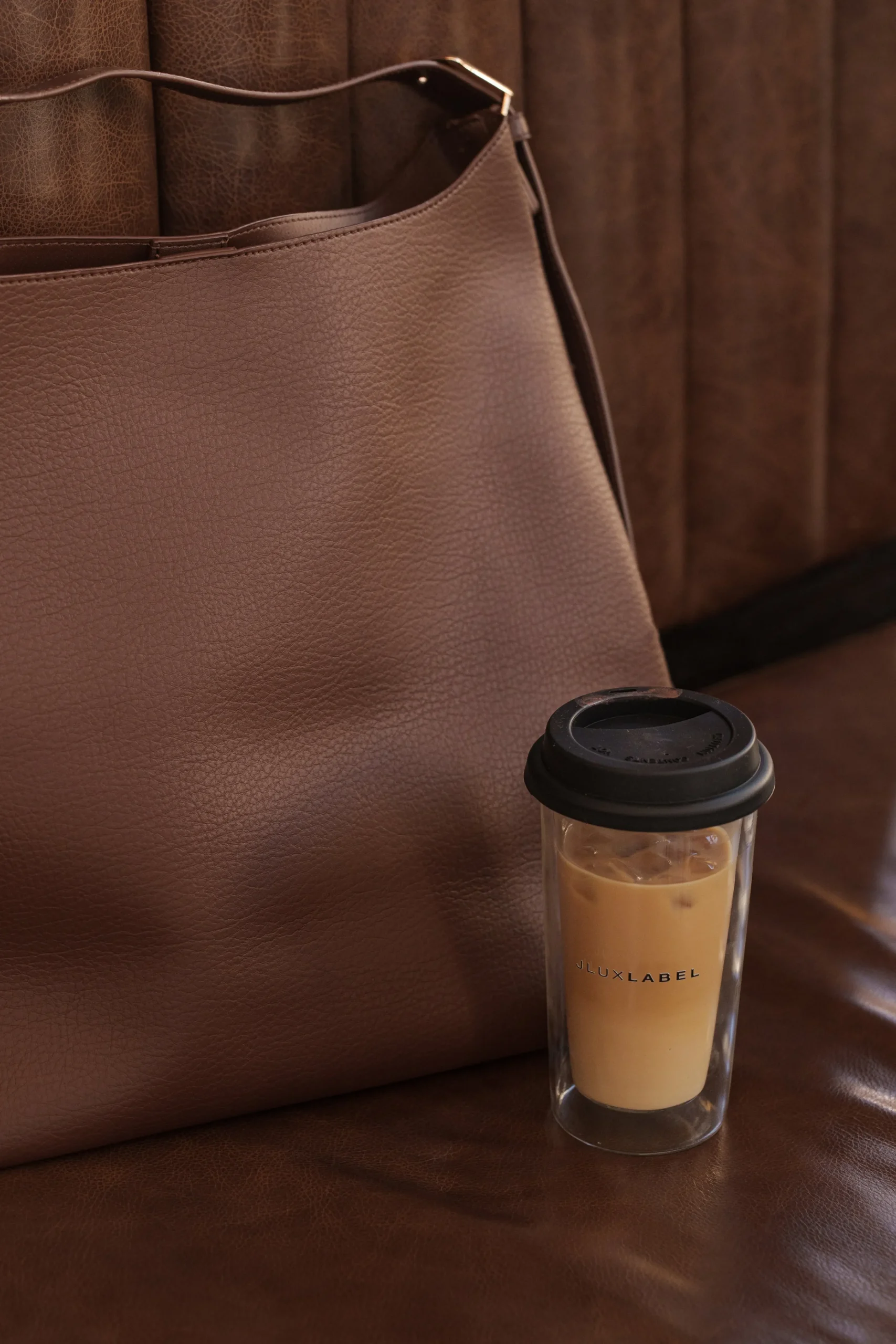 Chocolate Faux Leather Bag Set*JLUXLABEL Clearance