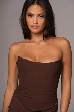 Chocolate Fenix Reversible Linen Corset*JLUXLABEL Clearance