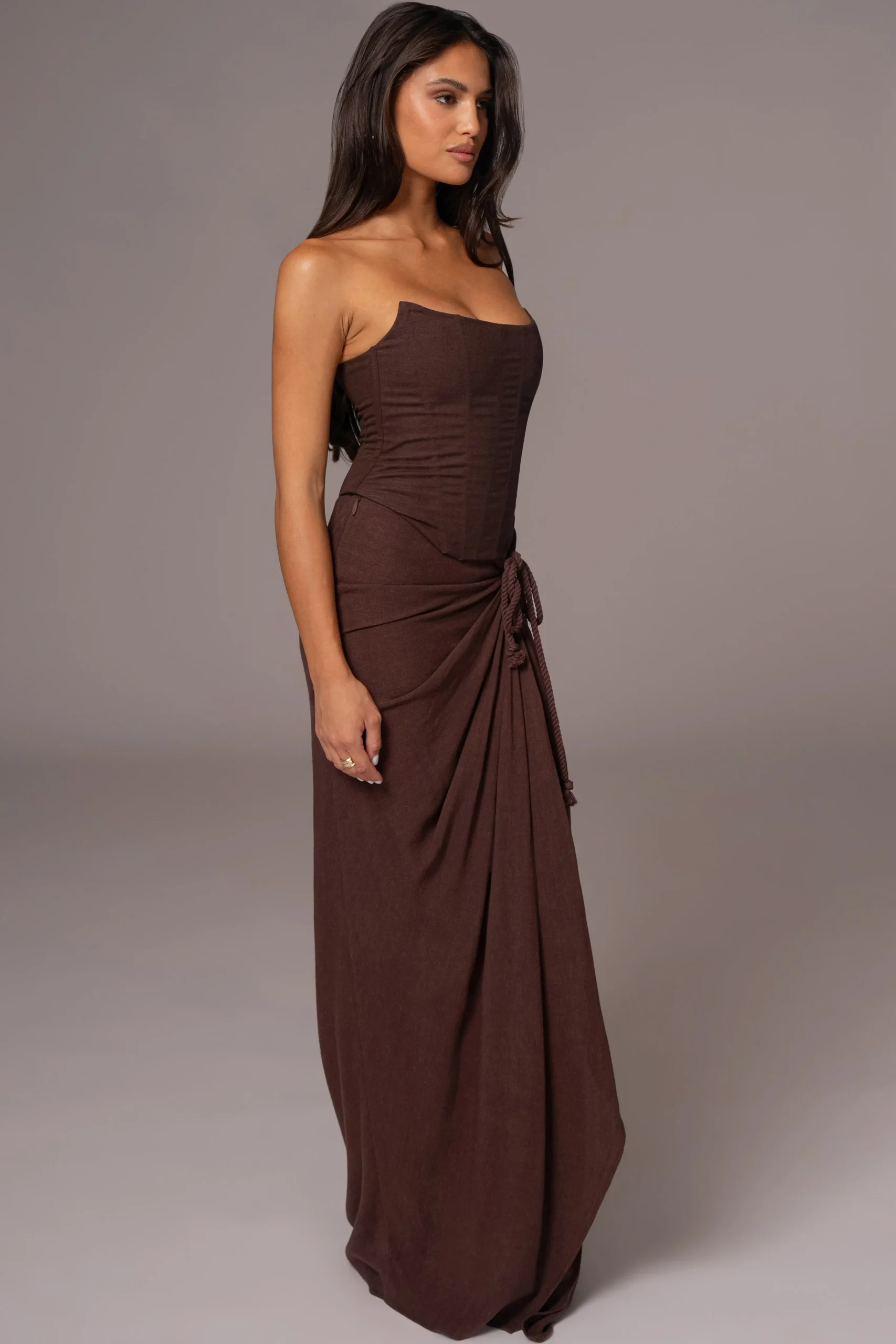 Chocolate Fenix Reversible Linen Corset*JLUXLABEL Clearance