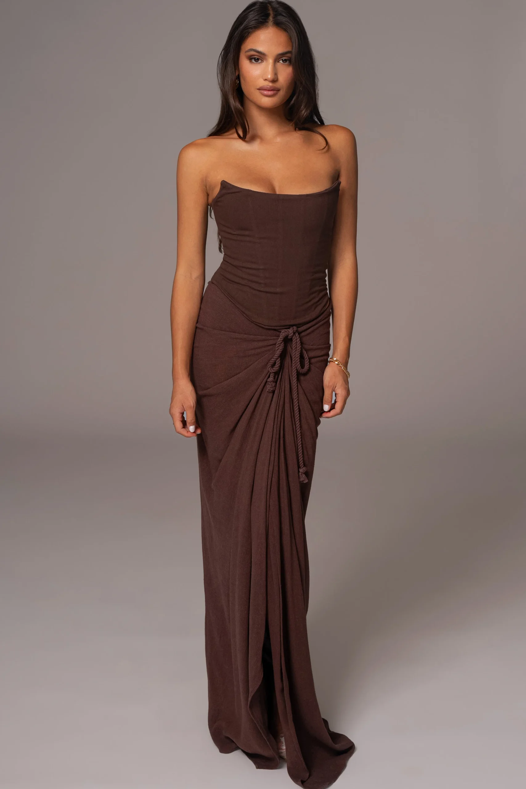 Chocolate Fenix Reversible Linen Corset*JLUXLABEL Clearance