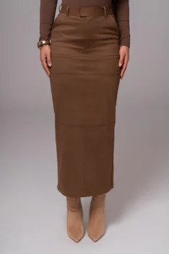 Chocolate Joy Suede Maxi Skirt*JLUXLABEL Sale