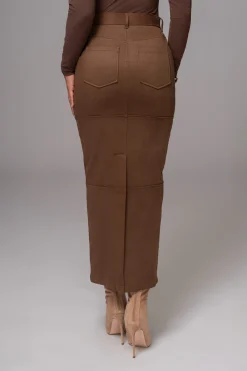 Chocolate Joy Suede Maxi Skirt*JLUXLABEL Sale