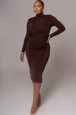 Chocolate Kara Mock Neck Dress*JLUXLABEL Discount