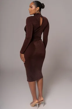 Chocolate Kara Mock Neck Dress*JLUXLABEL Discount
