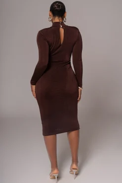 Chocolate Kara Mock Neck Dress*JLUXLABEL Discount