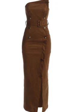 Chocolate Xena Suede Maxi Dress*JLUXLABEL Fashion