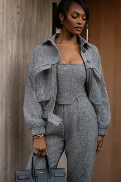 Classic Herringbone Bomber Jacket*JLUXLABEL Best