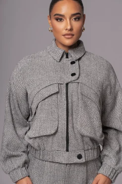 Classic Herringbone Bomber Jacket*JLUXLABEL Best