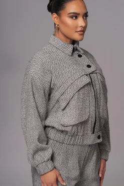 Classic Herringbone Bomber Jacket*JLUXLABEL Best