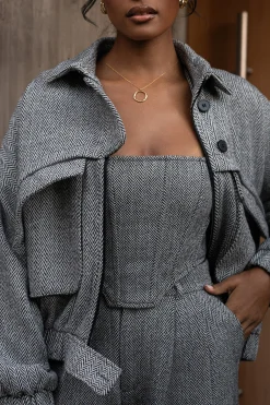 Classic Herringbone Bomber Jacket*JLUXLABEL Best