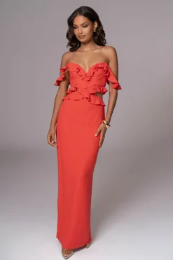 Coral Brighter Days Linen Maxi Dress*JLUXLABEL Discount