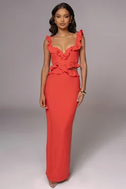 Coral Brighter Days Linen Maxi Dress*JLUXLABEL Discount