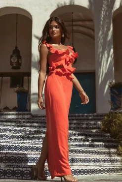 Coral Brighter Days Linen Maxi Dress*JLUXLABEL Discount