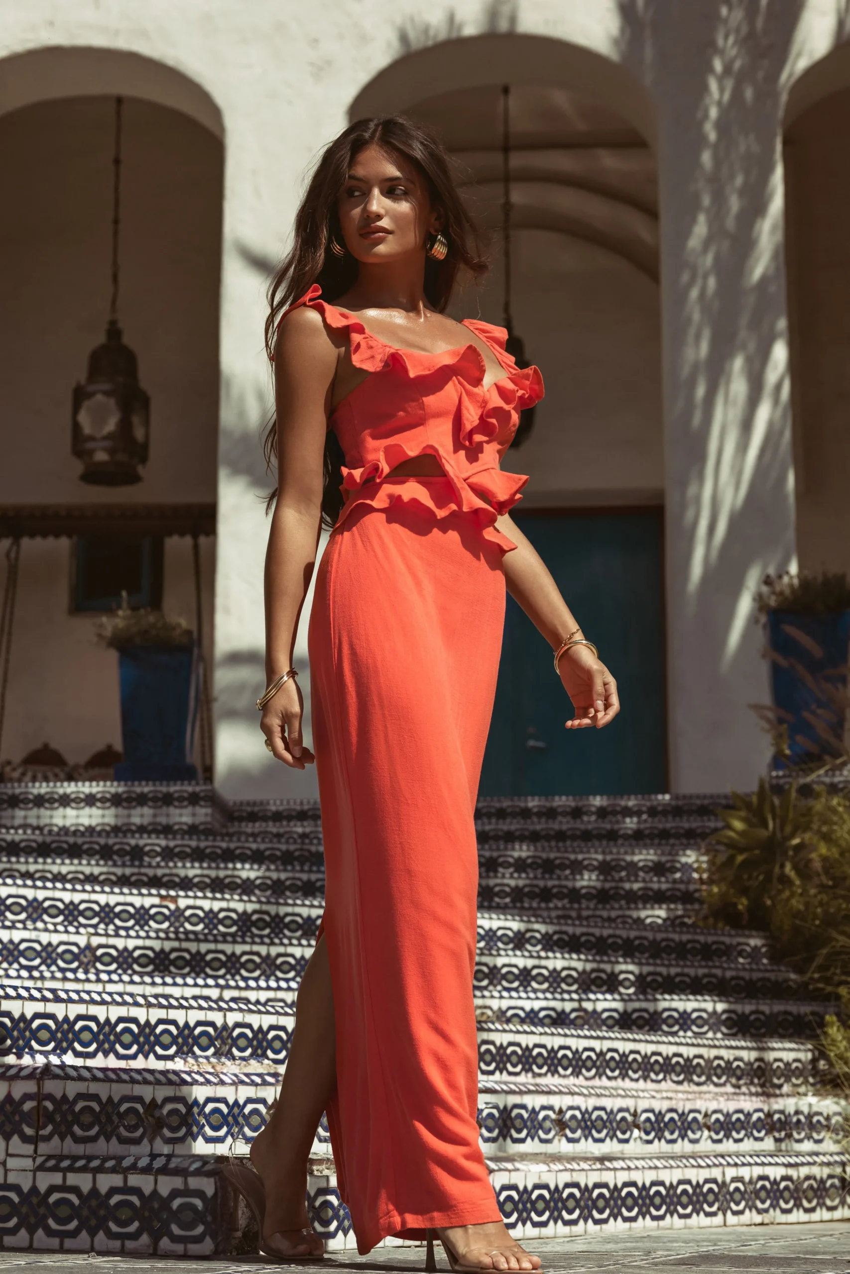 Coral Brighter Days Linen Maxi Dress*JLUXLABEL Discount