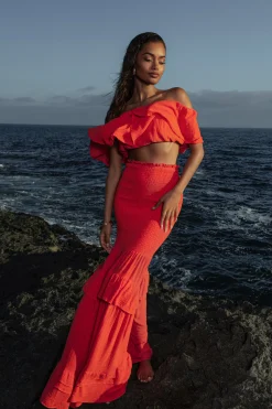 Coral Sienna Ruffled Skirt Set*JLUXLABEL Hot