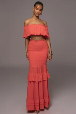 Coral Sienna Ruffled Skirt Set*JLUXLABEL Hot