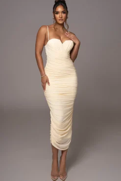 Cream Arcadia Mesh Midi Dress*JLUXLABEL Sale