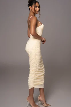 Cream Arcadia Mesh Midi Dress*JLUXLABEL Sale