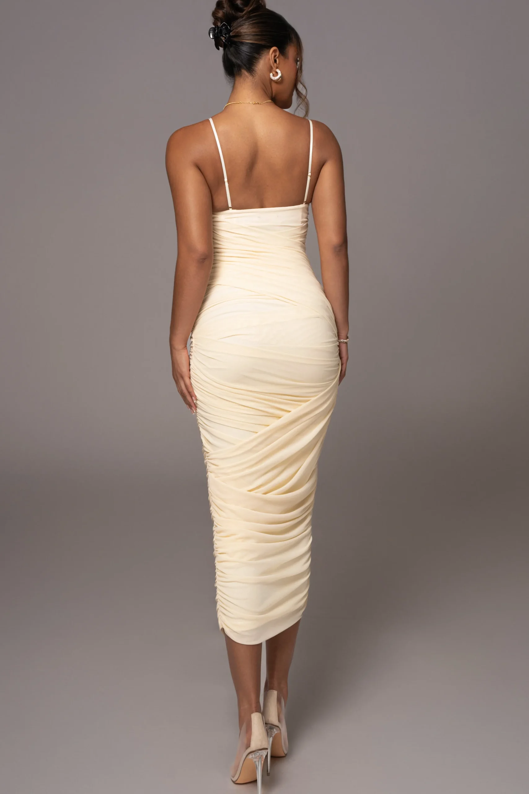 Cream Arcadia Mesh Midi Dress*JLUXLABEL Sale