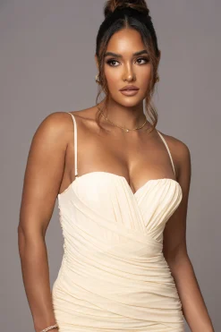 Cream Arcadia Mesh Midi Dress*JLUXLABEL Sale