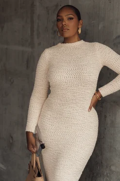 Cream Autumn Knit Maxi Dress*JLUXLABEL Clearance