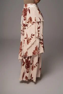 Cream Floral Kamira Tiered Skirt*JLUXLABEL Online