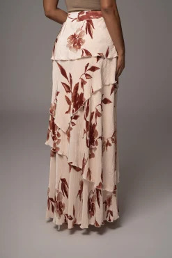 Cream Floral Kamira Tiered Skirt*JLUXLABEL Online