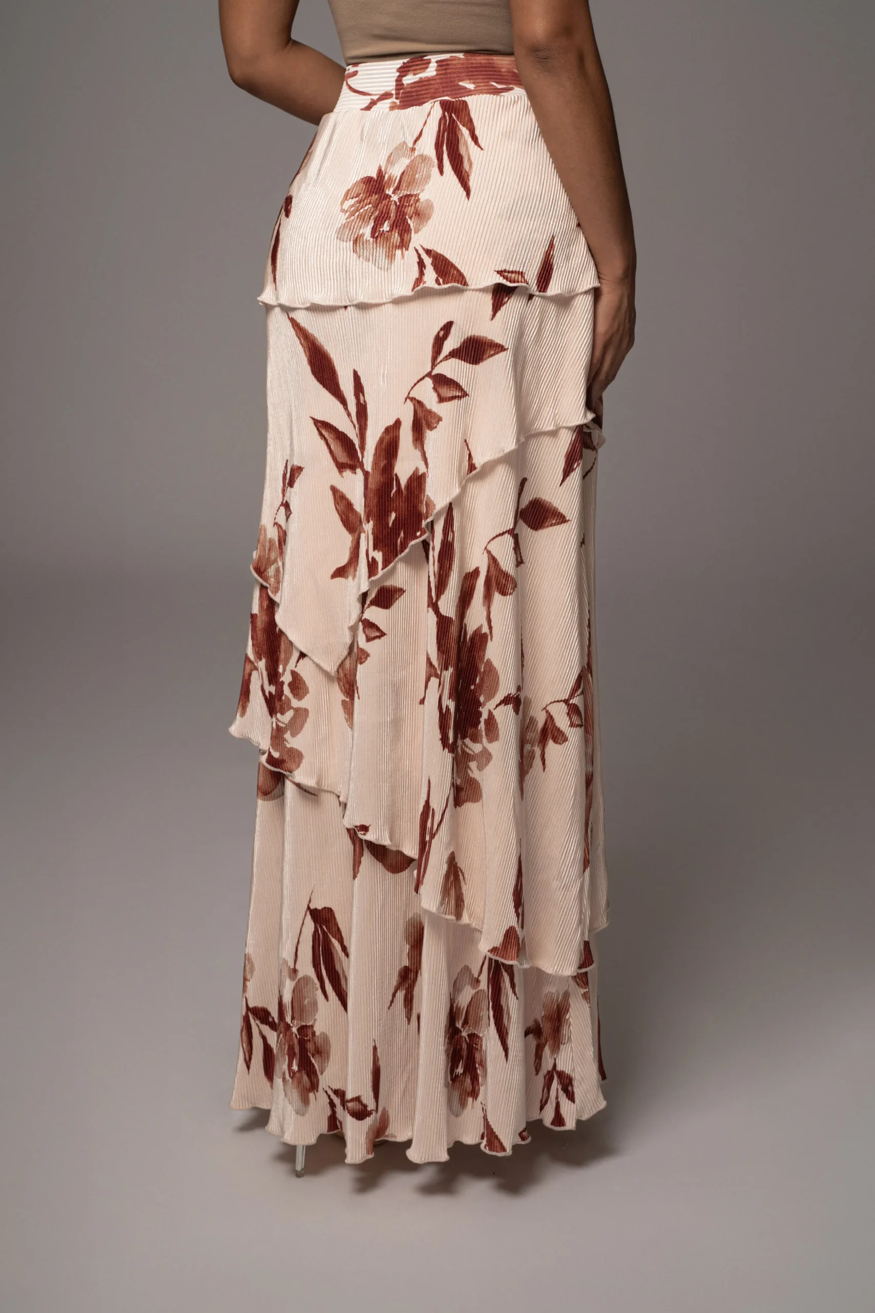 Cream Floral Kamira Tiered Skirt*JLUXLABEL Online