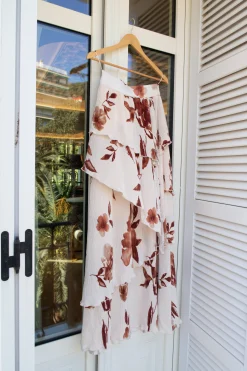 Cream Floral Kamira Tiered Skirt*JLUXLABEL Online