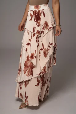 Cream Floral Kamira Tiered Skirt*JLUXLABEL Online