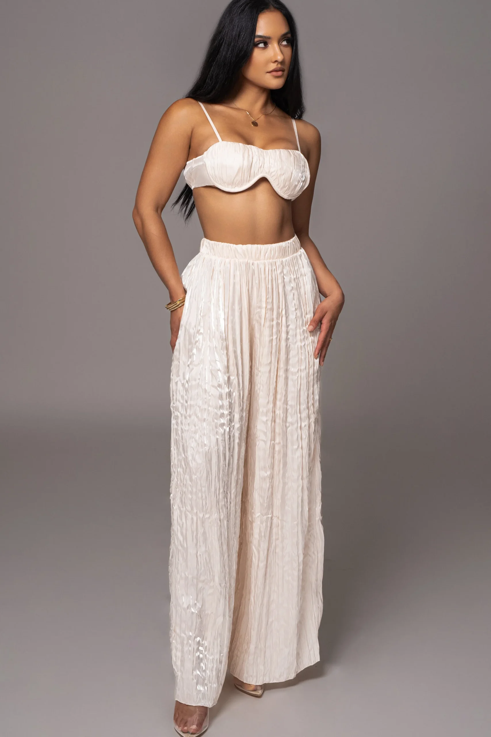 Cream Lets Get Away Satin Pant Set*JLUXLABEL Best