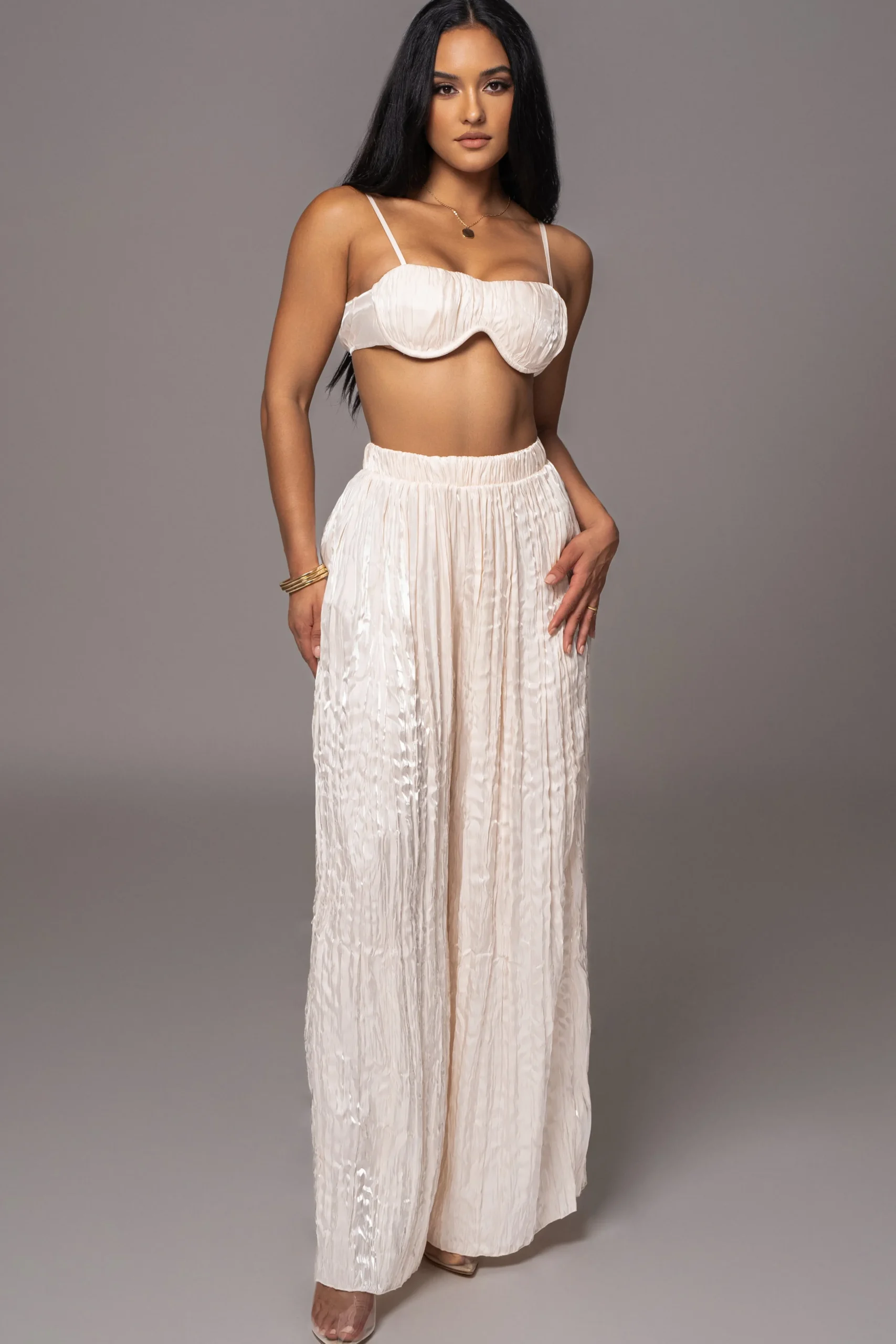 Cream Lets Get Away Satin Pant Set*JLUXLABEL Best