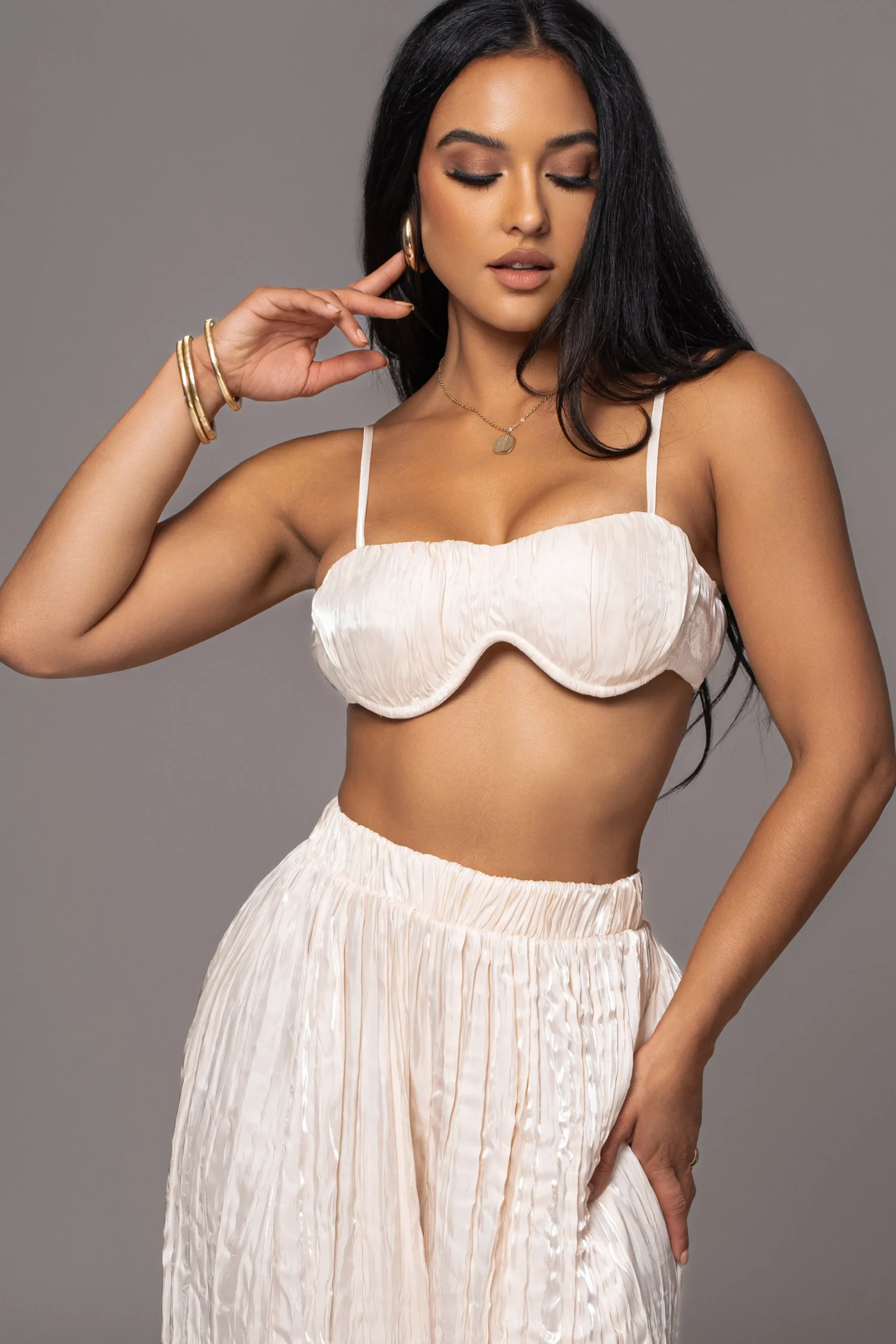 Cream Lets Get Away Satin Pant Set*JLUXLABEL Best