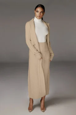 Cream Missy Cable Sweater Midi Skirt*JLUXLABEL Online