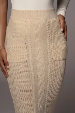 Cream Missy Cable Sweater Midi Skirt*JLUXLABEL Online