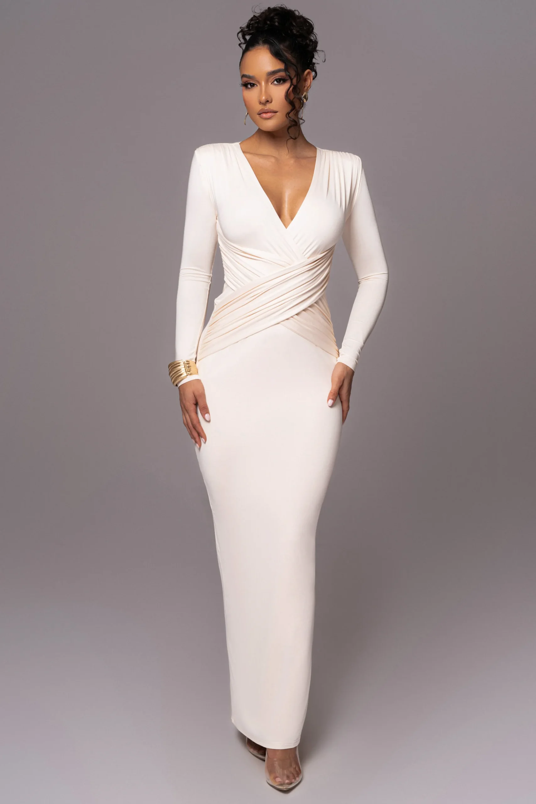 Cream Rowan Plunge Maxi Dress*JLUXLABEL Discount