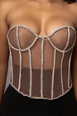 Dark Limited Edition Rhinestone Crystal Corset*JLUXLABEL Clearance