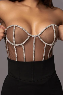 Dark Limited Edition Rhinestone Crystal Corset*JLUXLABEL Clearance