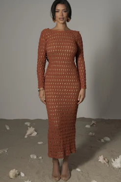 Dark Terra Cotta Serene Wonders Crochet Dress*JLUXLABEL Outlet