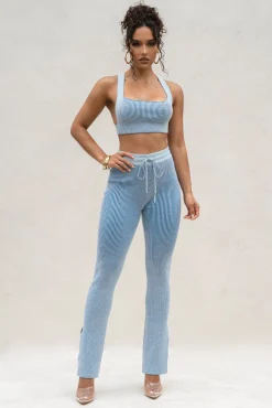 Denim/White Faya Ribbed Pants*JLUXLABEL Sale