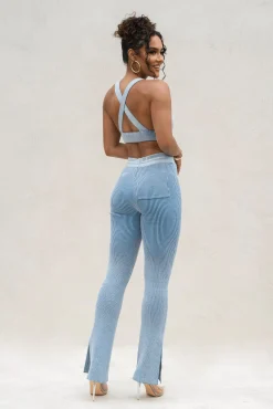 Denim/White Faya Ribbed Pants*JLUXLABEL Sale