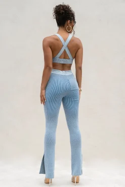 Denim/White Faya Ribbed Pants*JLUXLABEL Sale