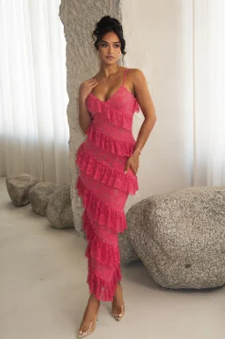 Fuchsia Feeling Of Forever Ruffle Dress*JLUXLABEL Clearance