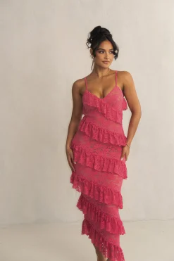 Fuchsia Feeling Of Forever Ruffle Dress*JLUXLABEL Clearance