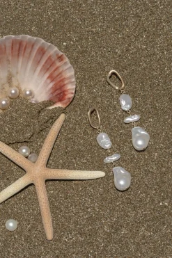 Gold At Sea Pearl Earrings*JLUXLABEL Clearance