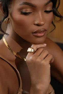 Gold Chunky Square Ring*JLUXLABEL Clearance