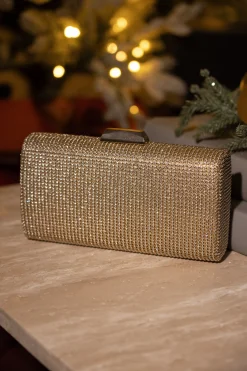Gold Diamante Clutch Bag*JLUXLABEL Best