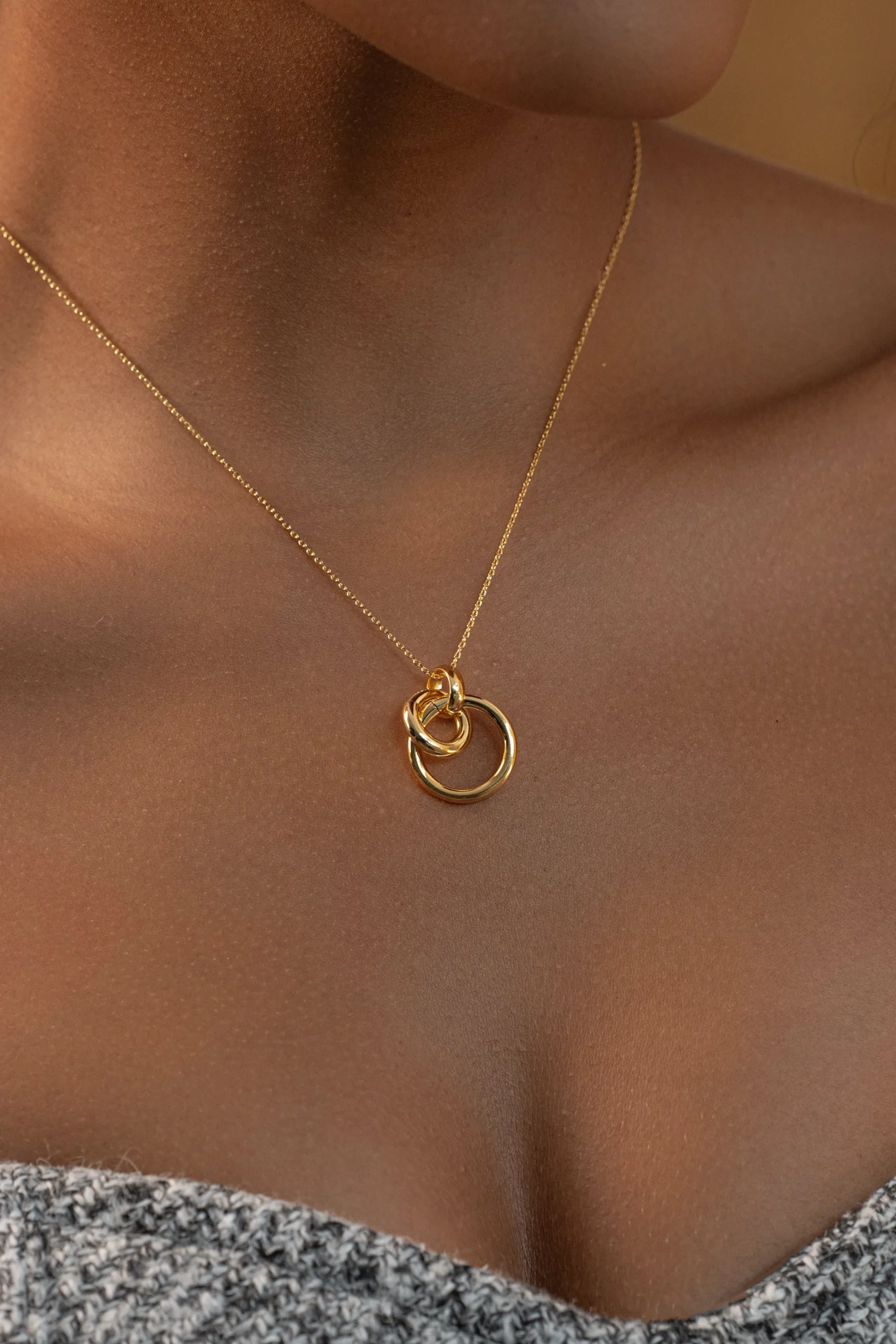 Gold Double Hoop Pendant Necklace*JLUXLABEL New