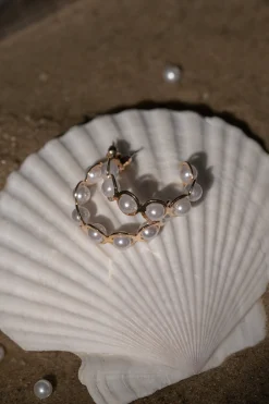 Gold Enchanted Pearl Hoops*JLUXLABEL Outlet