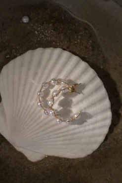 Gold Enchanted Pearl Hoops*JLUXLABEL Outlet